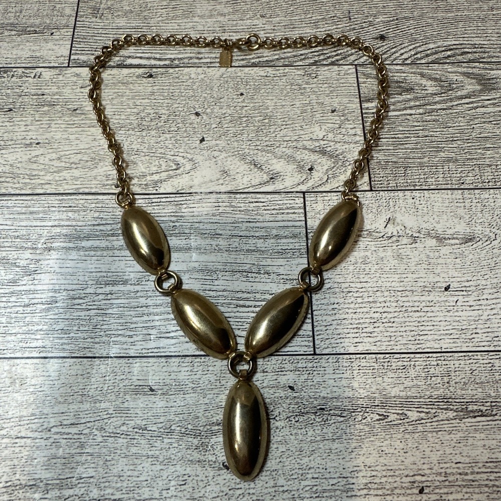Emmons Necklace Linked Goldtone Oval Y Shape Vintage